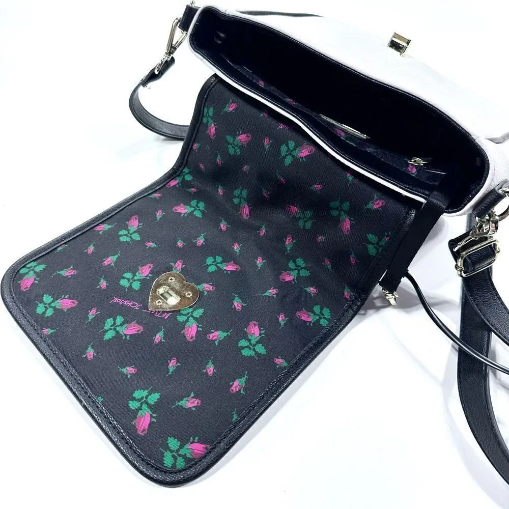 Betsy Johnson Kitsch white leather phone crossbody purse, connects to phone!